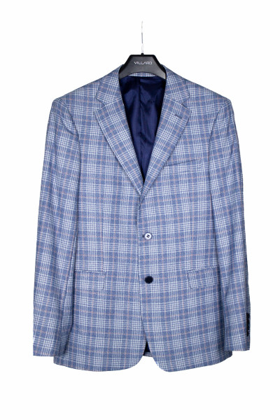 Marynarka Męska Jednorzędowa Wzór Niebieska Karata