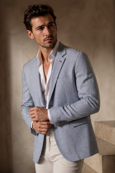 jasnoniebieska marynarka męska Villaro styl elegancki