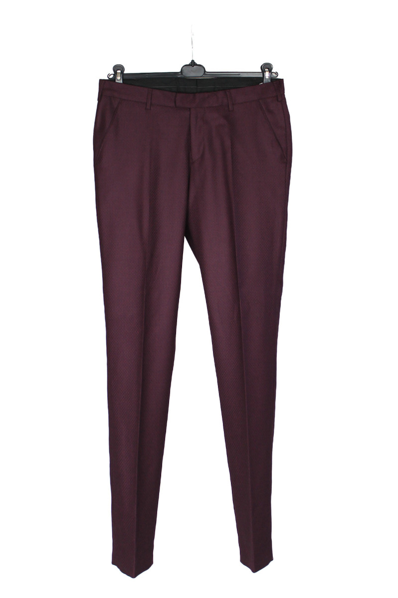 Bordowe spodnie smokingowe Villaro w kant