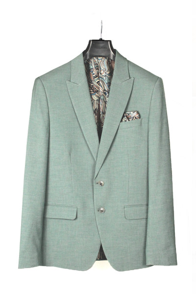 Zielony Garnitur Męski w Kratę