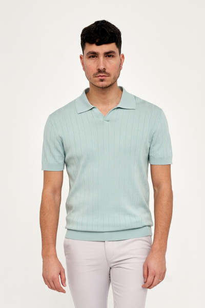 miętowa koszulka polo męska sweterkowa elegancki fason