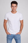 Biała Koszulka Męska z Aplikacją „V” Klasyczny T-shirt