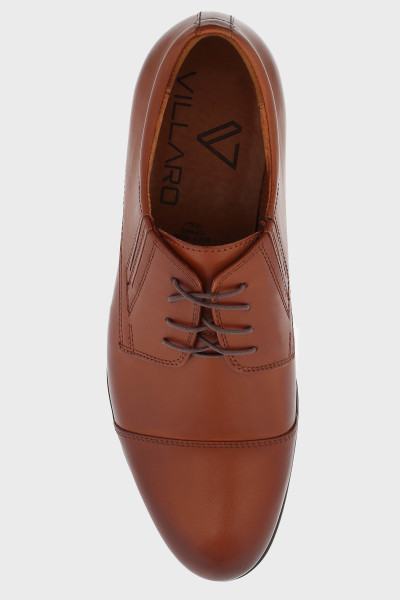 Buty Męskie ze Skóry Licowej w Kolorze Brąz Palony