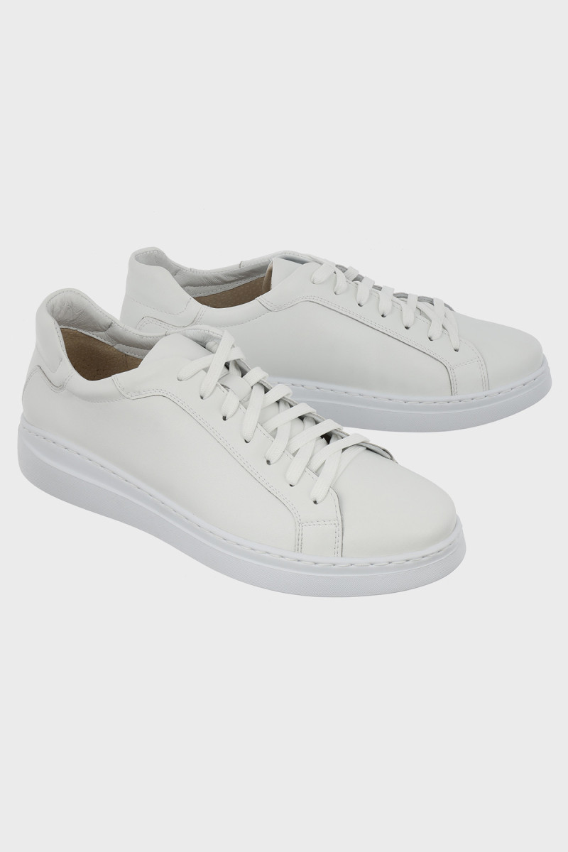 Sneakersy męskie białe ze skóry naturalnej