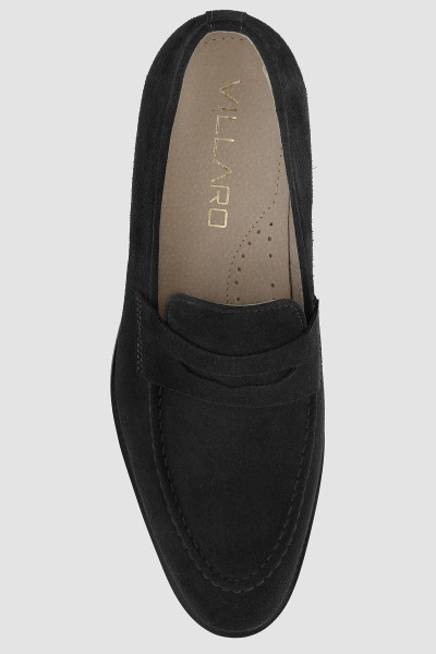 Czarne Buty Męskie ze Skóry Zamszowej Mokasyny