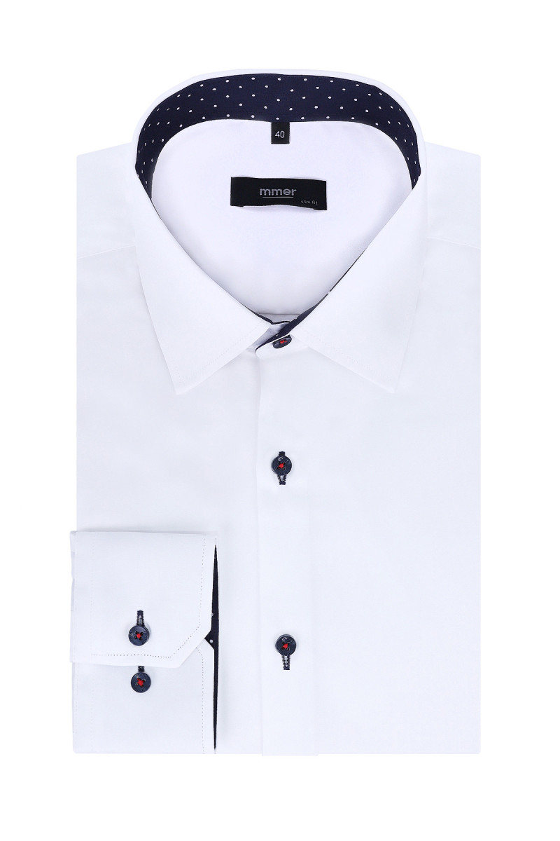 Biała Koszula Męska Mankiet KOMBI Slim Fit / Regular – elegancka| Villaro