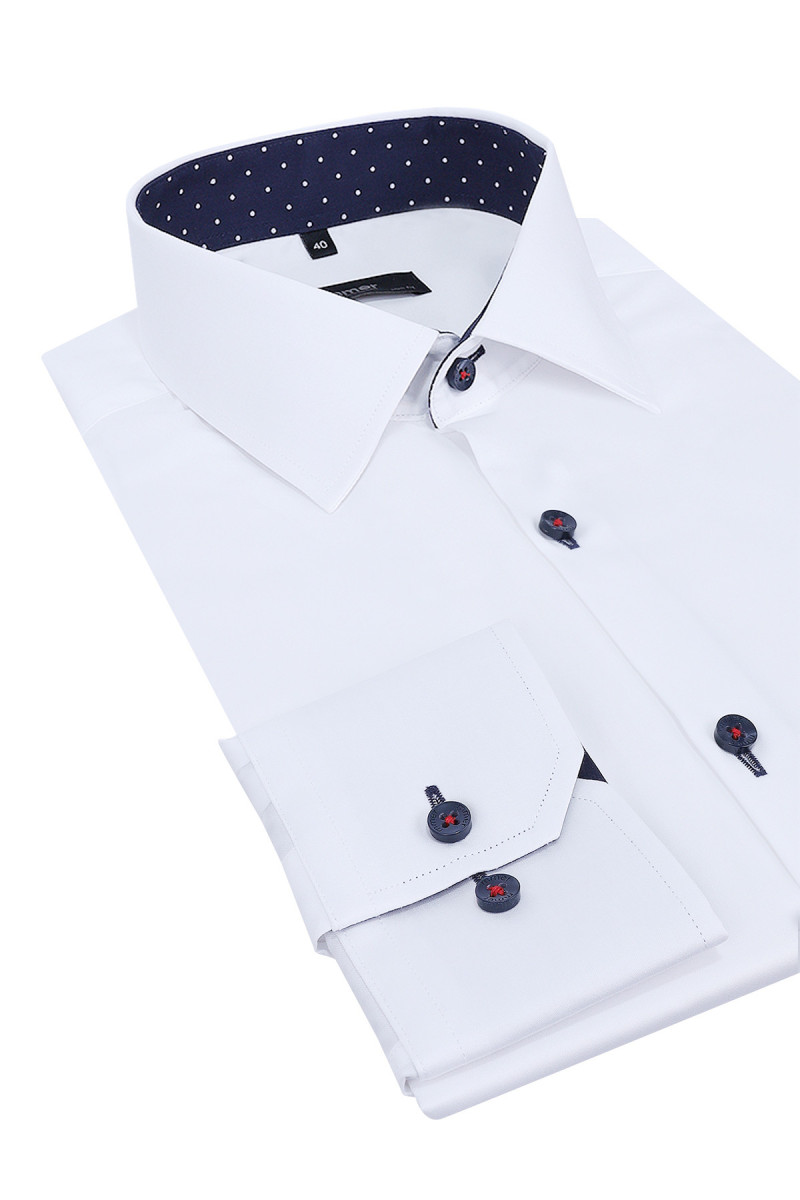 Biała Koszula Męska Mankiet KOMBI Slim Fit / Regular – elegancka| Villaro