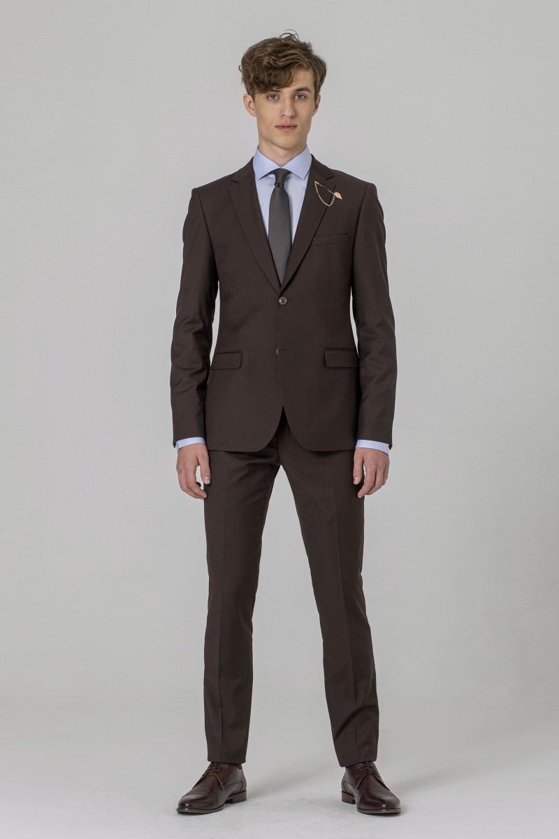 Elegancka brązowa marynarka męska VILLARO w kroju Slim Fit