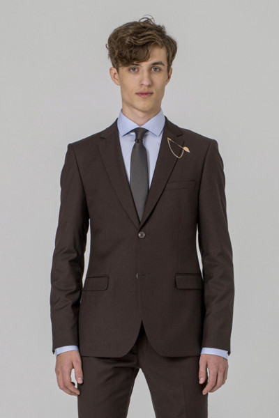 Brązowa marynarka męska VILLARO Slim Fit elegancka premium