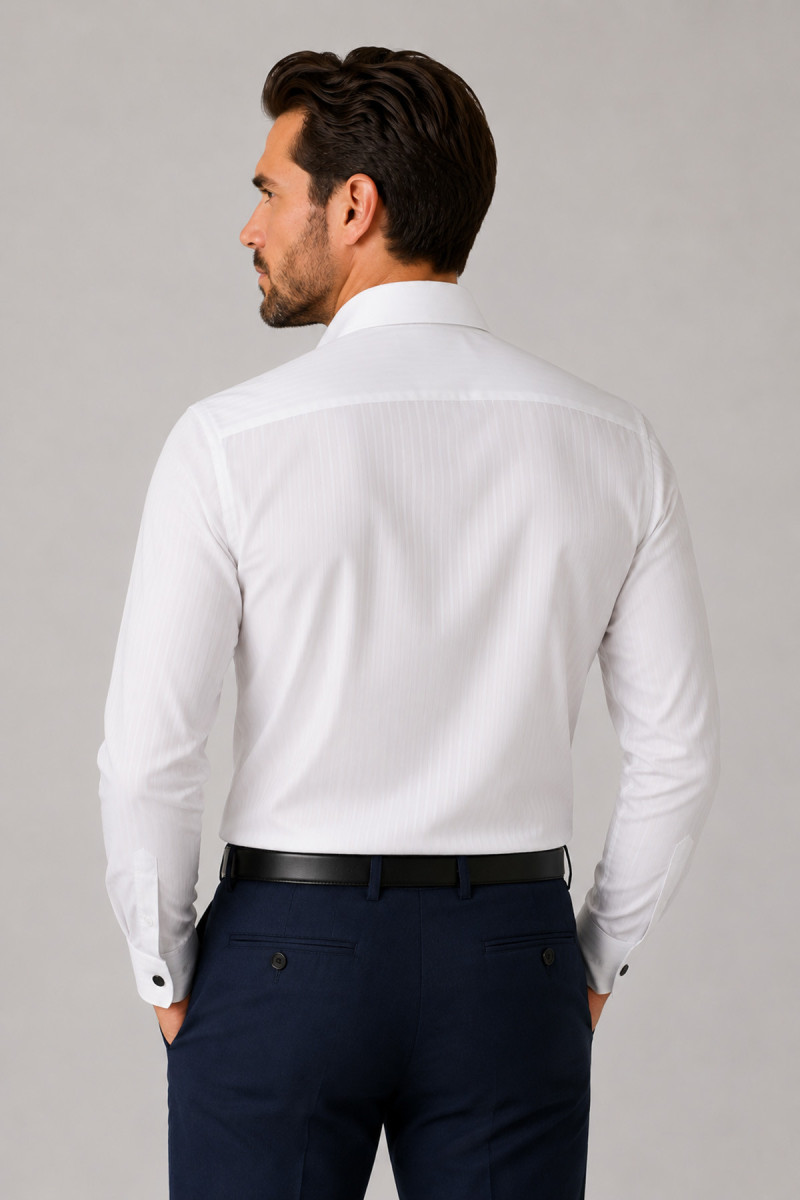 Biała Koszula Męska Wizytowa Slim Fit 100% Bawełna | VILLARO