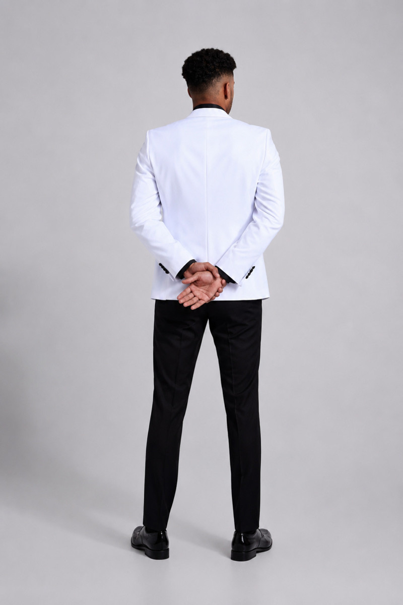 Biały Smoking Męski Slim Fit – Elegancki Smoking Black Tie | VILLARO