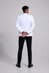 Biały Smoking Męski Slim Fit – Elegancki Smoking Black Tie | VILLARO