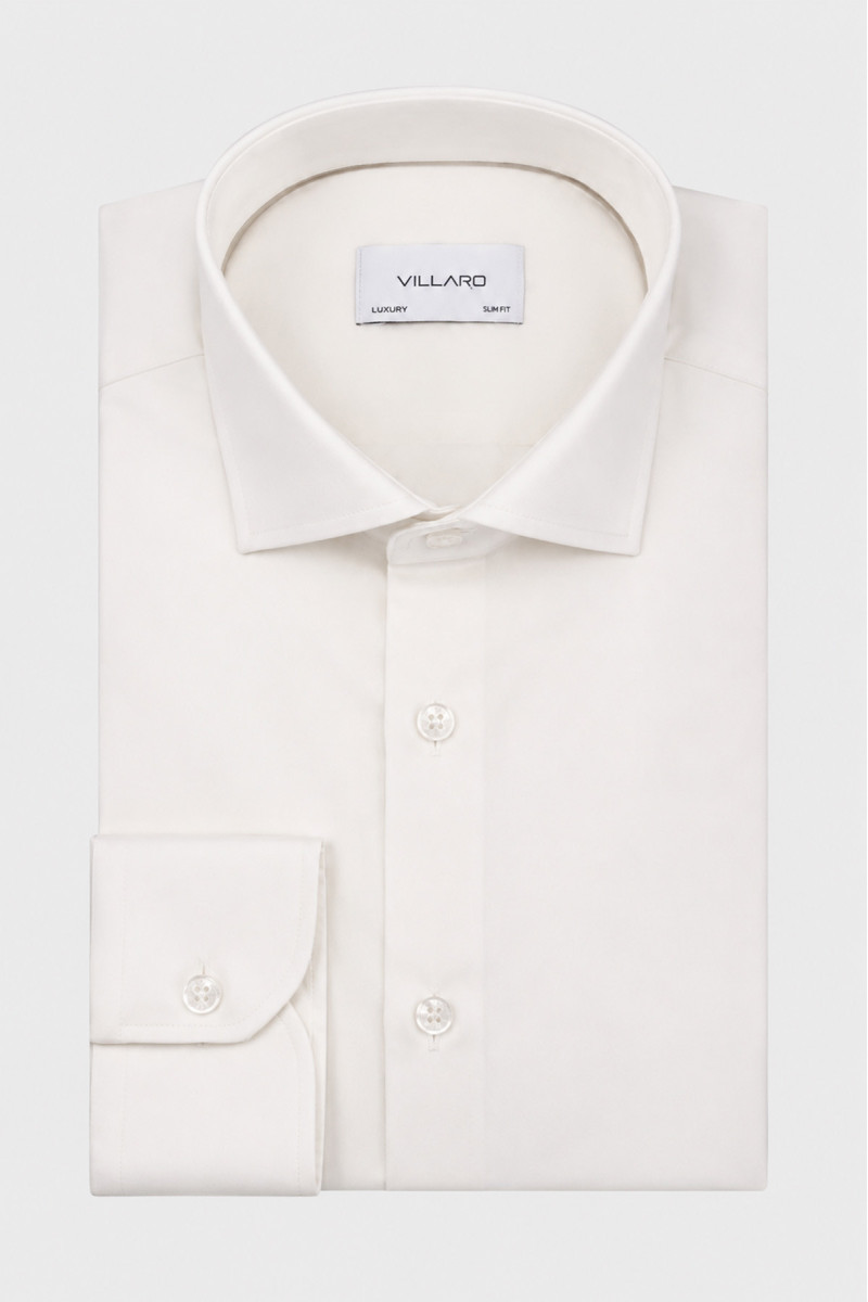 Koszula Męska Ecru Slim Fit / Regular Fit HAI KENT | VILLARO