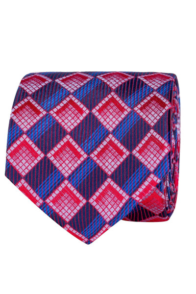 Czerwony Krawat Męski Wzór Geometryczny