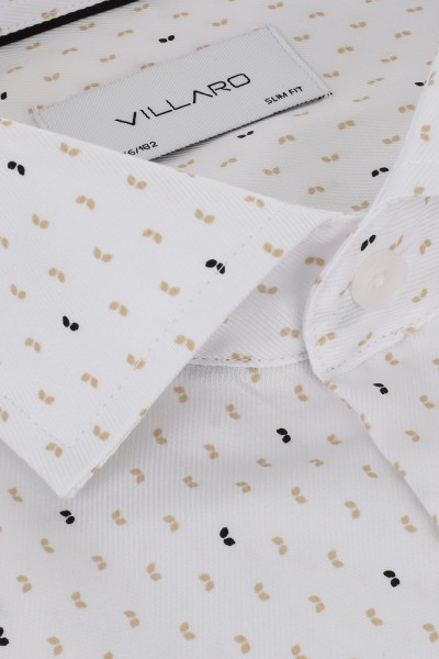 Biała Koszula Męska Delikatnym Wzorem – Bawełna i Tencel Premium