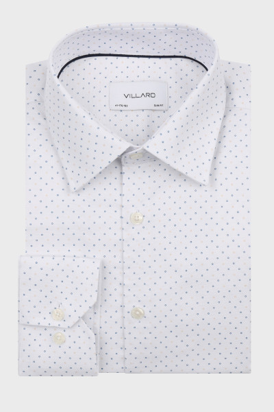 Biała Koszula Męska we Wzór Kółka Slim Fit i Regular Fit | VILLARO
