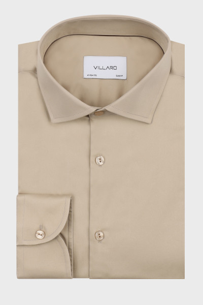 Beżowa koszula męska VILLARO Slim Fit HAI