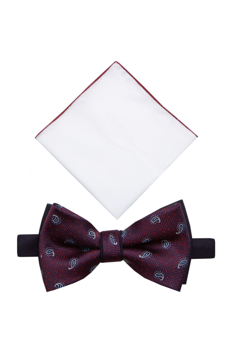 Bordowa mucha męska z drobnym wzorem elegancka | Villaro