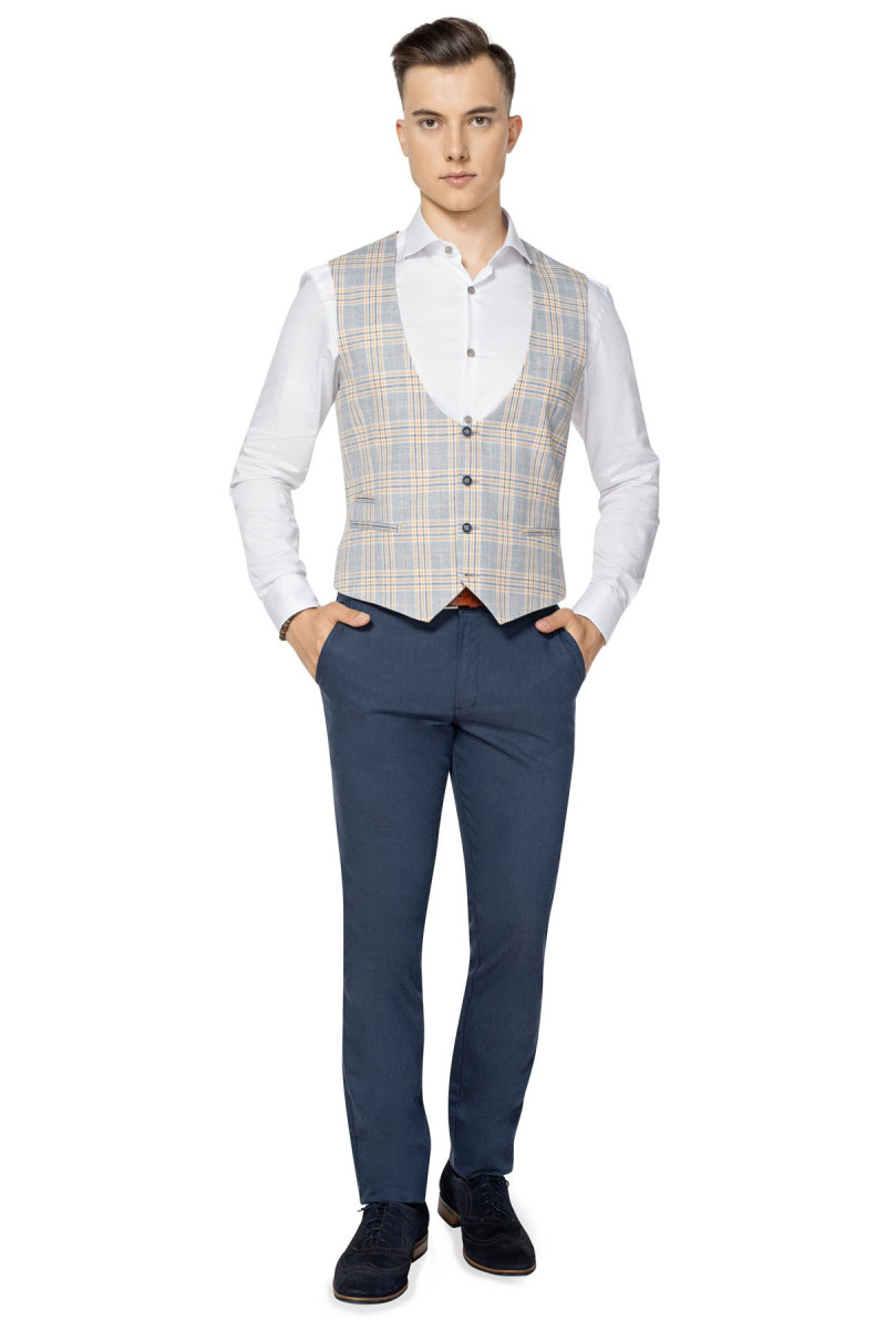 elegancka kamizelka męska slim fit kolor szary