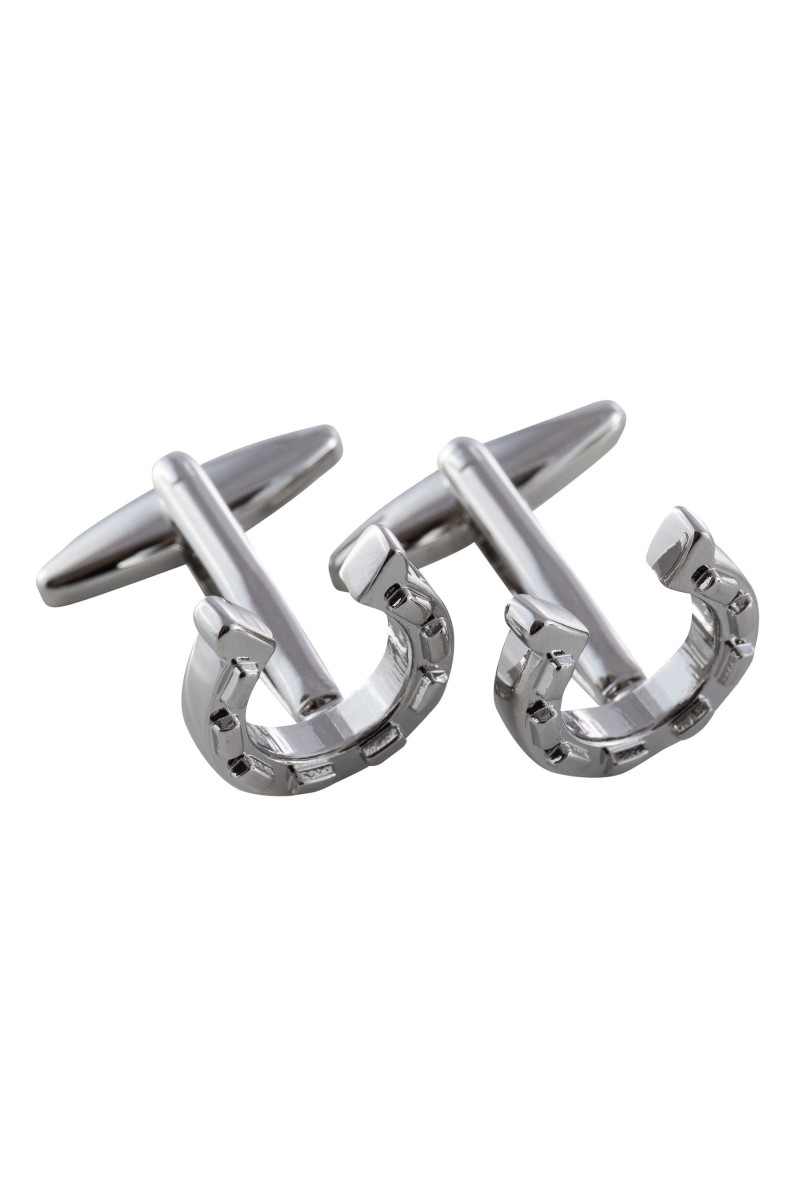 Srebrne Spinki do Mankietów Wzór Podkowa