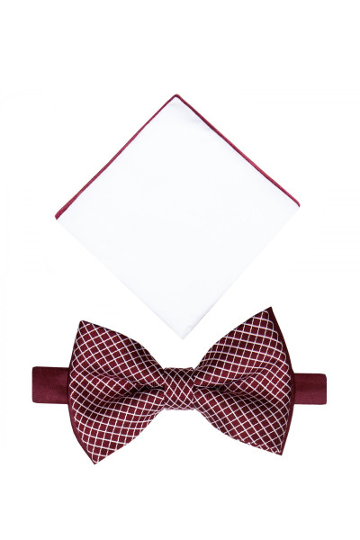 Bordowa mucha męska satynowa | Villaro