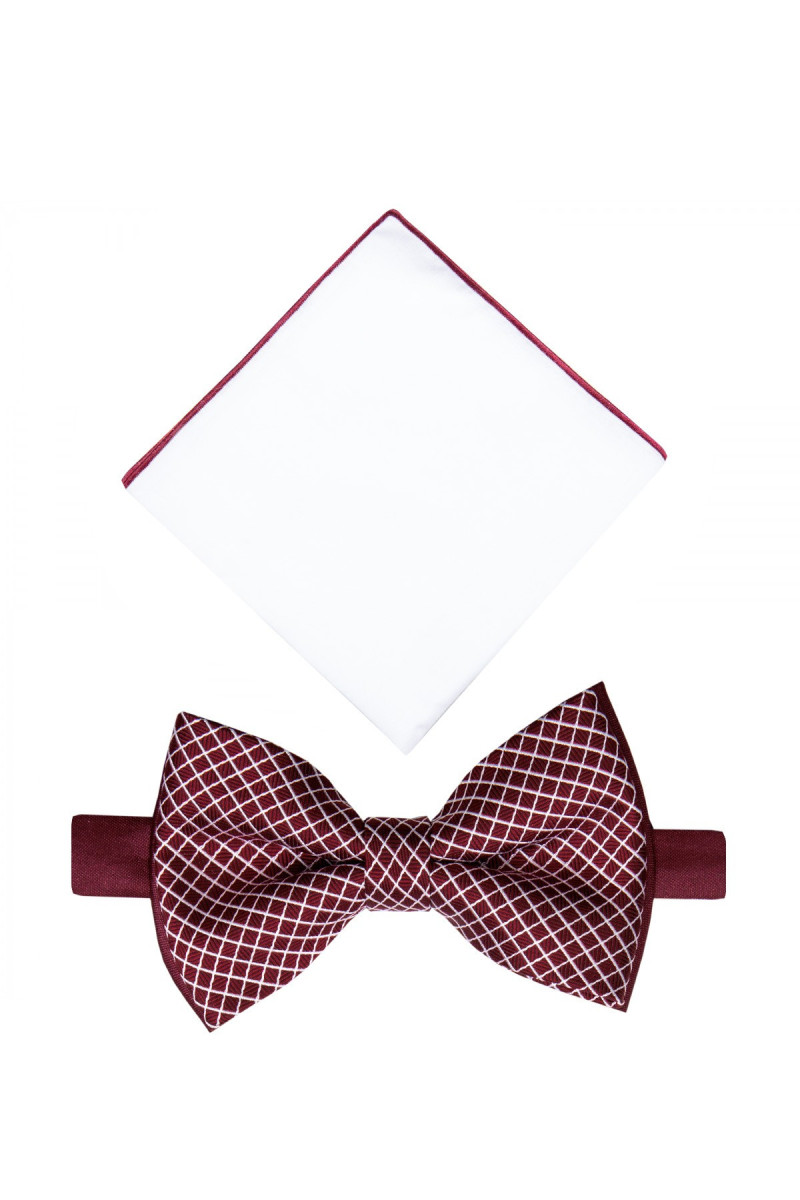 Bordowa mucha męska satynowa | Villaro