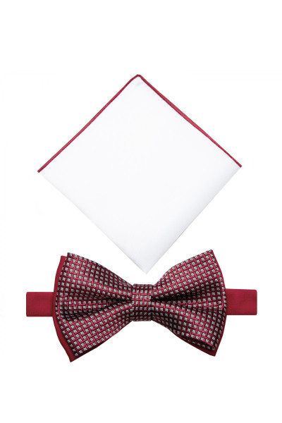 Zestaw białej poszetki z czerwoną muchą | Villaro