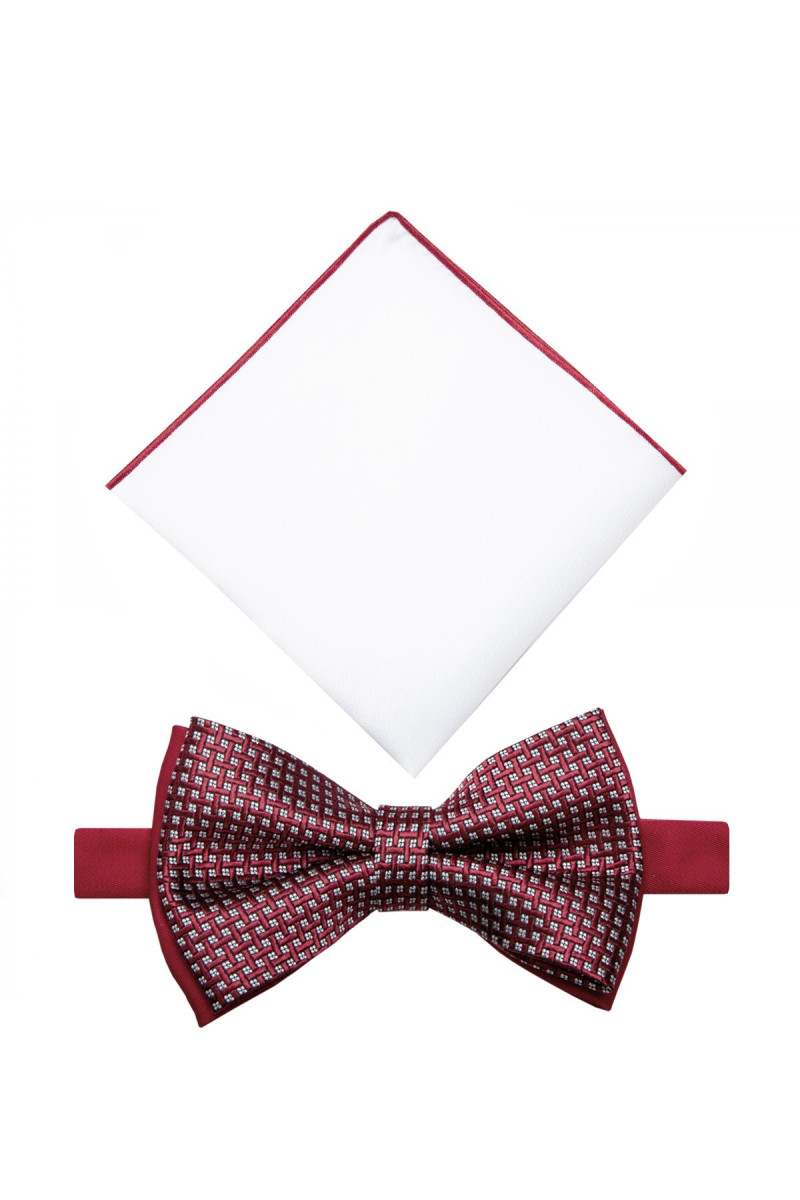 Zestaw białej poszetki z czerwoną muchą | Villaro