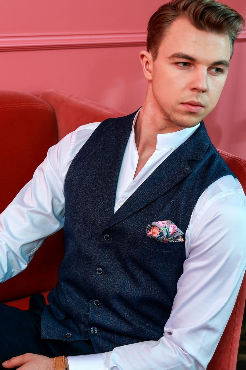 Biała koszula męska stójka | Villaro