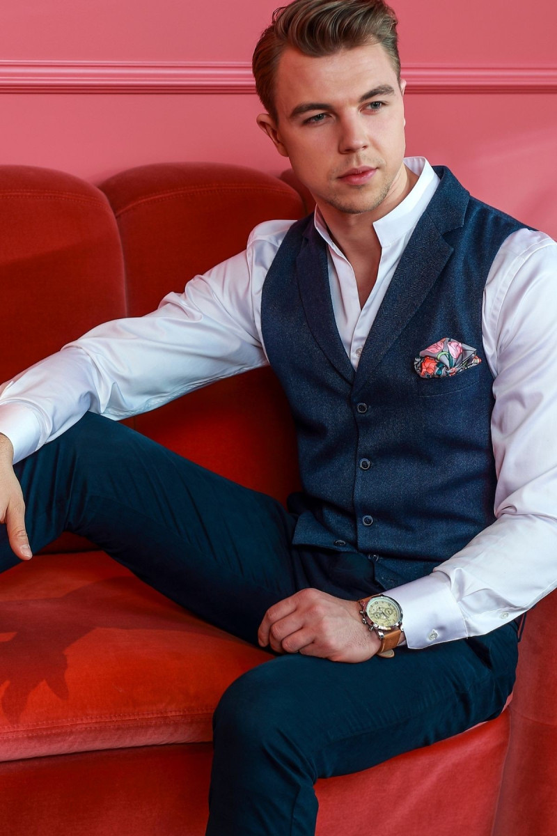 Biała koszula męska stójka | Villaro