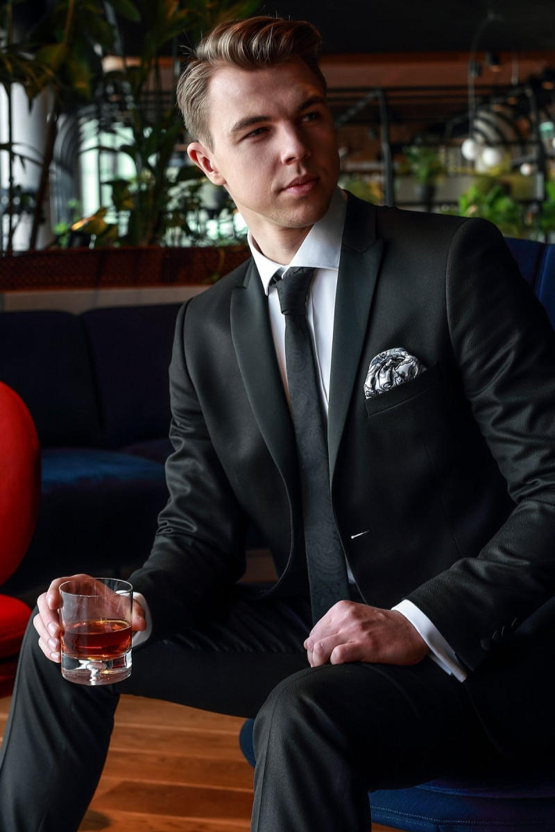 Czarny Smoking Męski Struktura