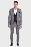 szary garnitur męski w kratę VILLARO Slim Fit przód