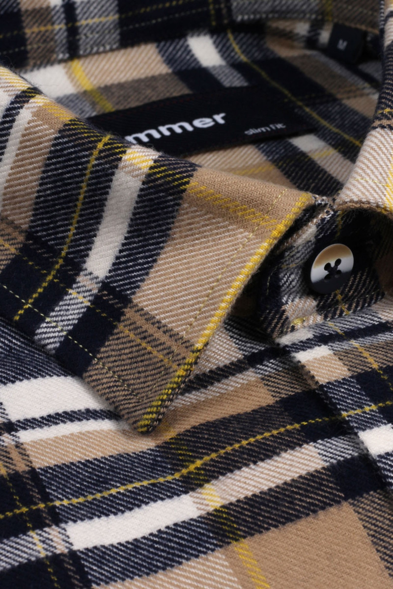 Męska koszula drwala, beżowa-granatowa | Villaro