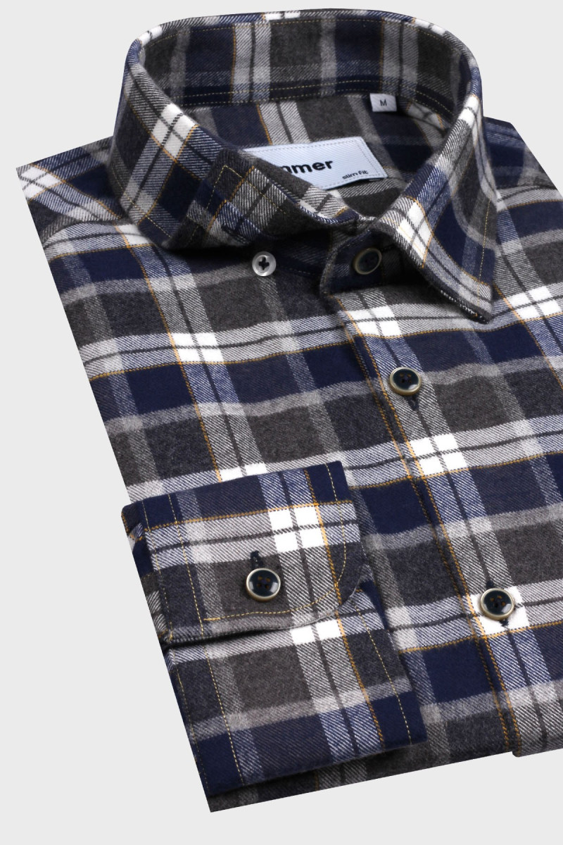 Męska koszula drwala, granatowo-szara | Villaro