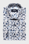 Biała koszula męska w niebieskie kwiaty | Villaro