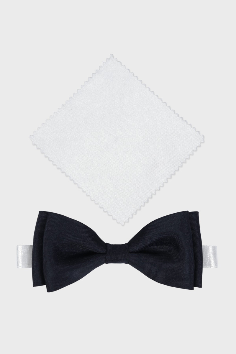 Granatowa Mucha Chłopięca z Białą Poszetką