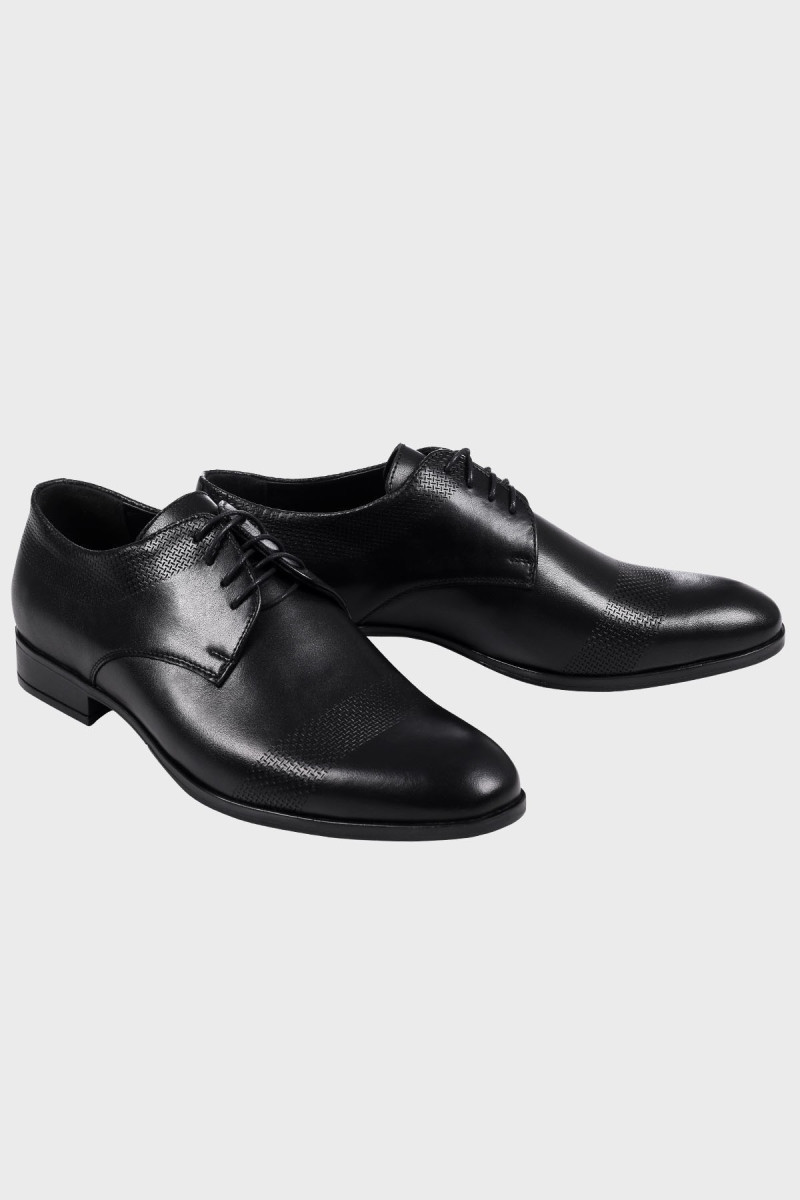 Buty czarne męskie skórzane | Villaro