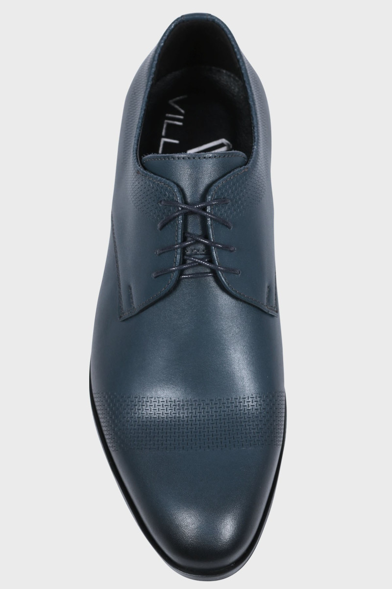 Granatowe Buty Męskie Skóra