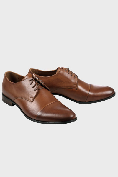 Brązowe Buty Męskie Skóra