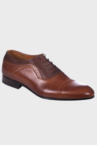 Brązowe męskie buty skórzane wizytowe | Villaro