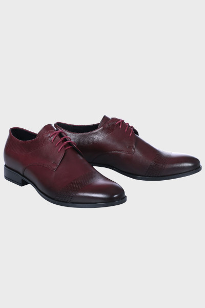 Bordowe Buty Męskie Skóra