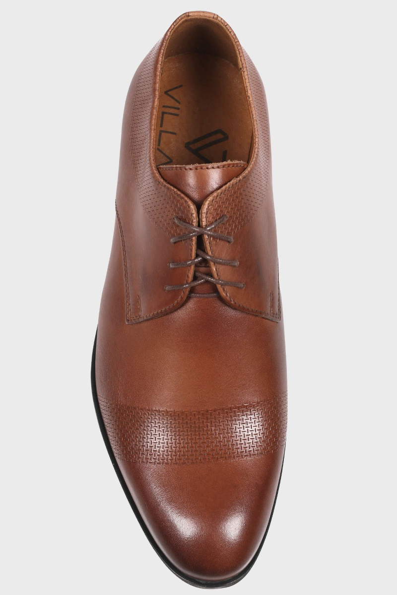 Brązowe męskie buty skórzane eleganckie | Villaro