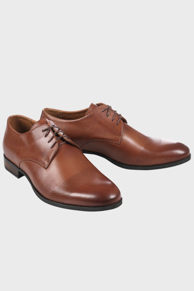 Brązowe Buty Męskie Skóra