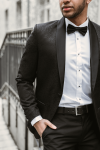 Czarny Smoking Męski Żakard