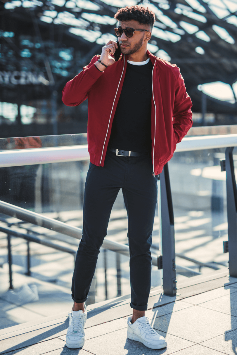 Granatowe Spodnie Męskie Chinosy