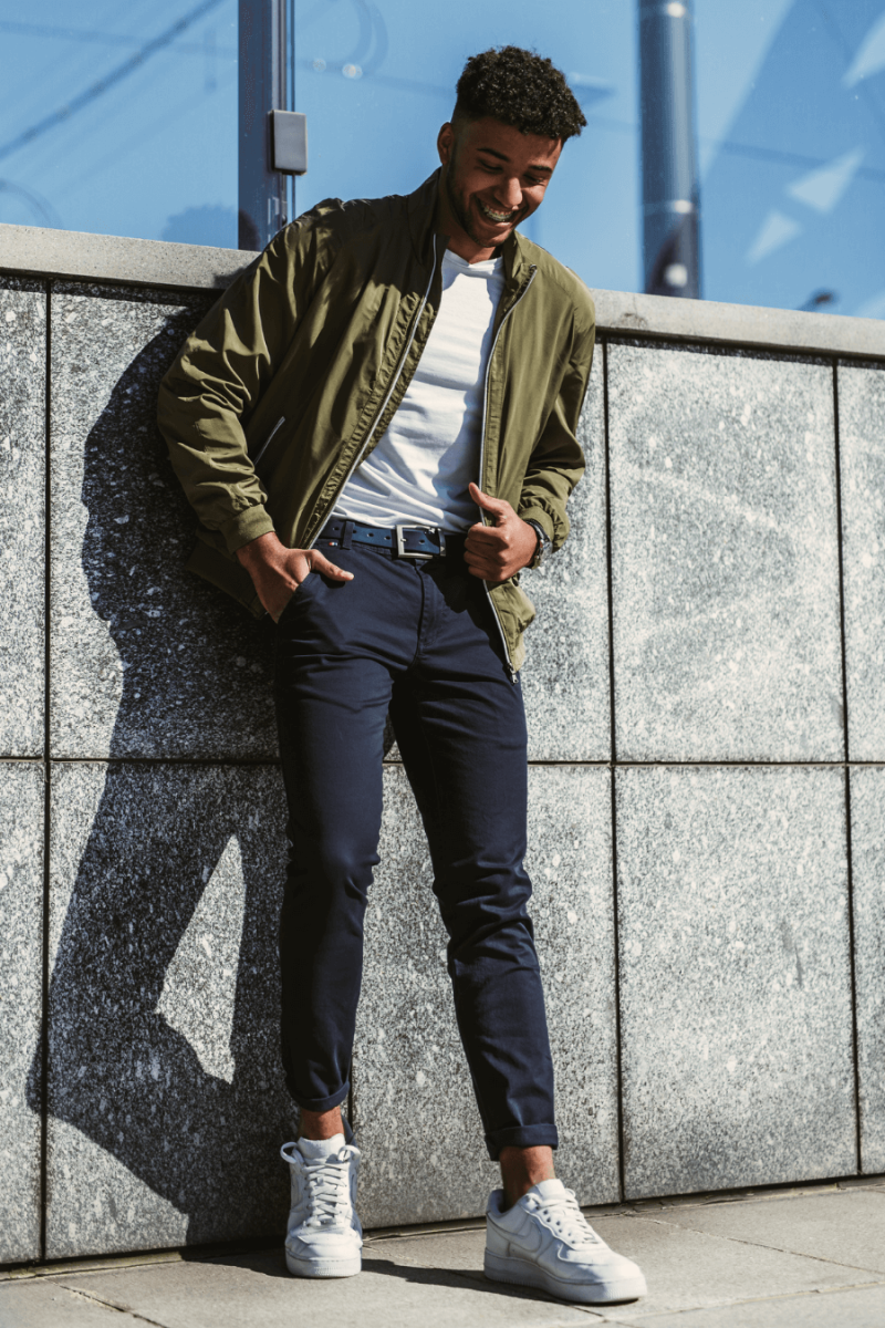 Granatowe Spodnie Męskie Chinosy