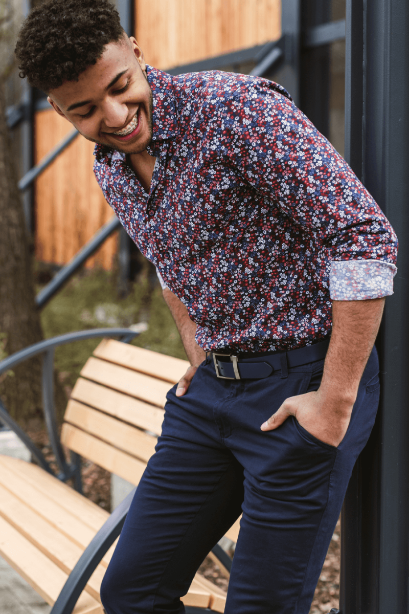 Granatowe Spodnie Męskie Chinosy