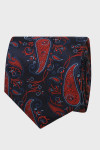 Granatowo-czerwony krawat paisley dla mężczyzn | Villaro