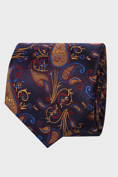 Krawat męski struktura granatowy | Villaro