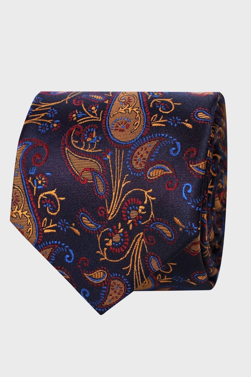 Krawat męski struktura granatowy | Villaro